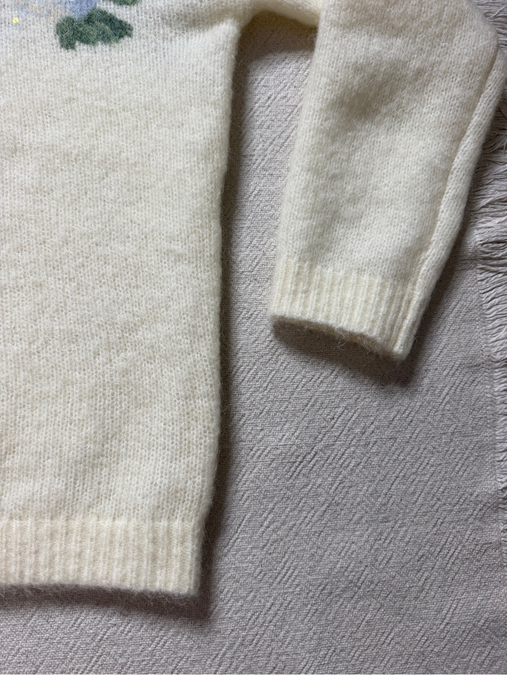 Sézane Malory Mohair Wool Pastel Roses Gold Flecked Sweater L Whimsy Boho Fall - Picture 3 of 9